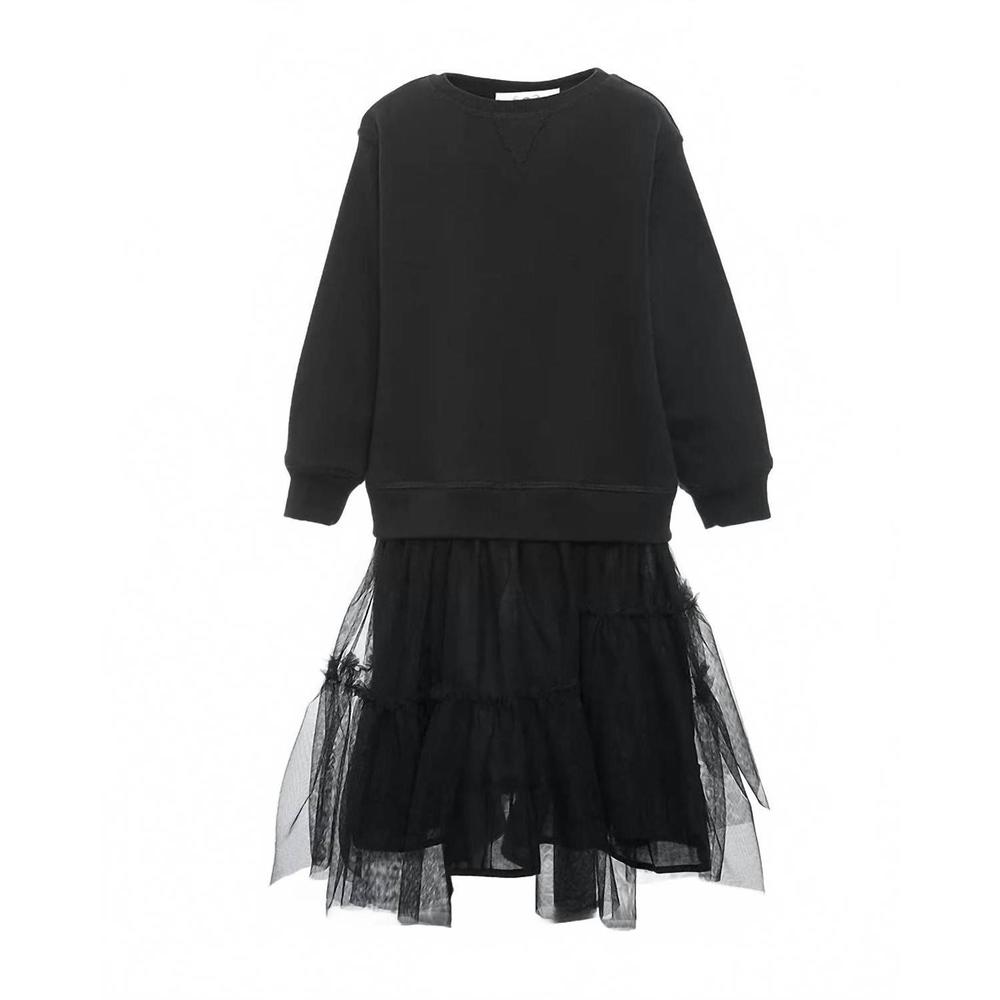 NEW SEA girl's rory tulle sweatshirt dress in black